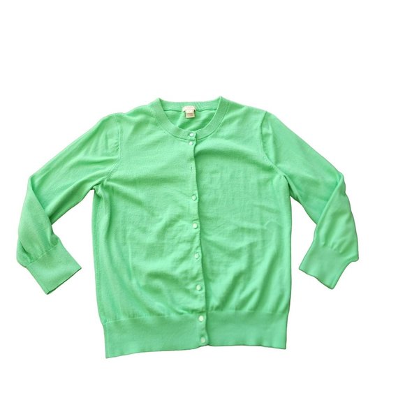 J Crew Clare Cardigan Green Sweater Size Large - Picture 1 of 15